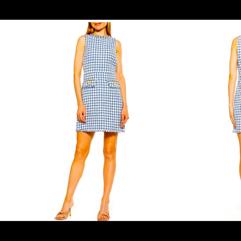 Alexia Admor Klara Metallic Tweed Sleeveless Sheath Dress